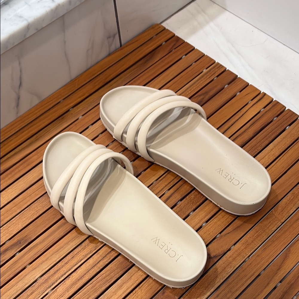 J. Crew Women's Cream Slide Sandals 8